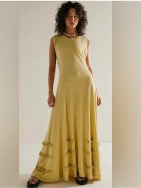 Free People Arya Midi Dress in Dried Moss Size Small